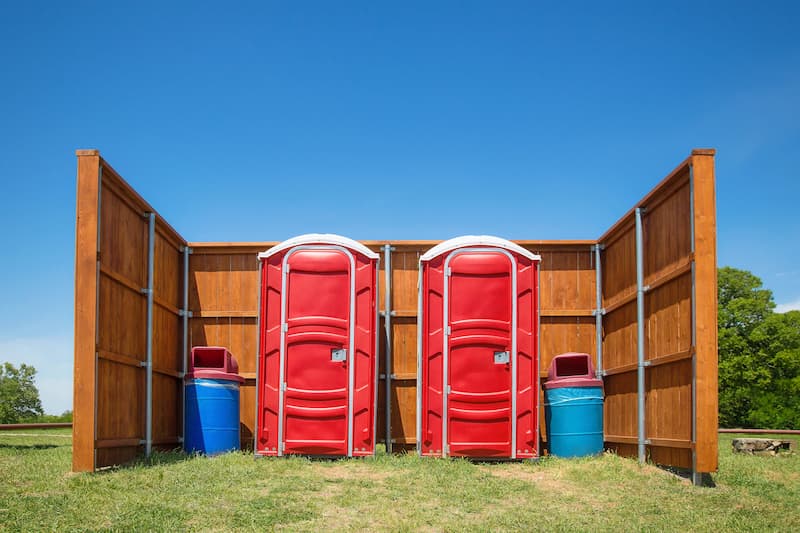 Short-term porta potty units staged for delivery in Oneonta, New York